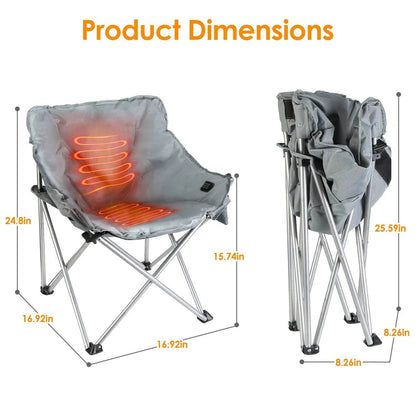 Heated Camping Chair with 3 Heat Levels & USB Port
