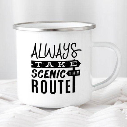 Always Take the Scenic Route Enamel Camping Mug