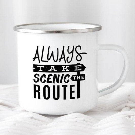 Always Take the Scenic Route Enamel Camping Mug