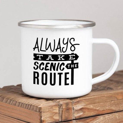 Always Take the Scenic Route Enamel Camping Mug