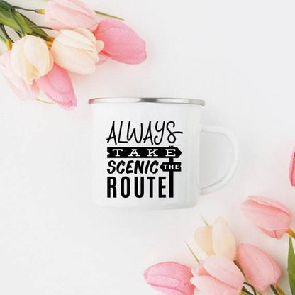 Always Take the Scenic Route Enamel Camping Mug