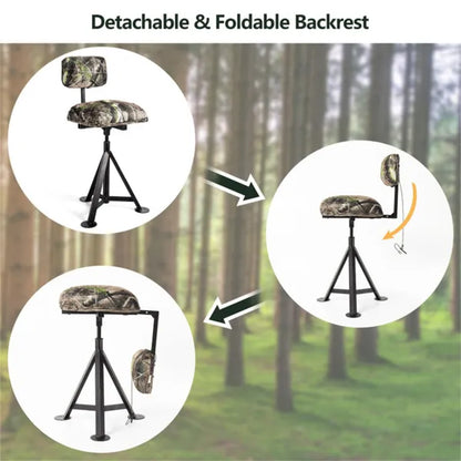 330 lb Capacity 360° Swivel Tripod Hunting Chair with Detachable Backrest & Adjustable Legs