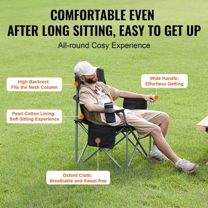 Portable Heavy Duty Outdoor Quad Lumbar Back Padded Arm Chair