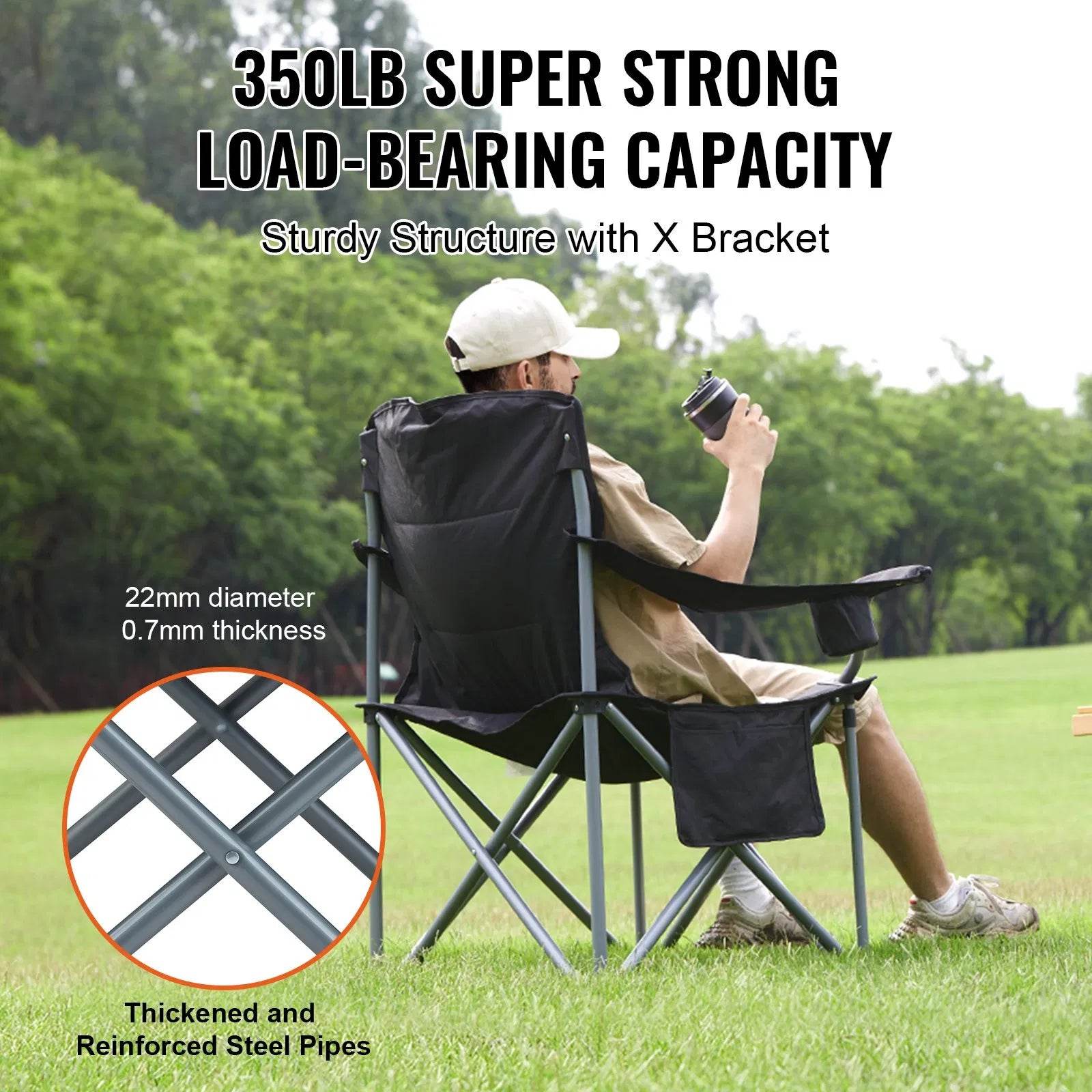 Portable Heavy Duty Outdoor Quad Lumbar Back Padded Arm Chair