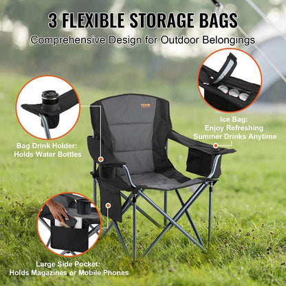 Portable Heavy Duty Outdoor Quad Lumbar Back Padded Arm Chair