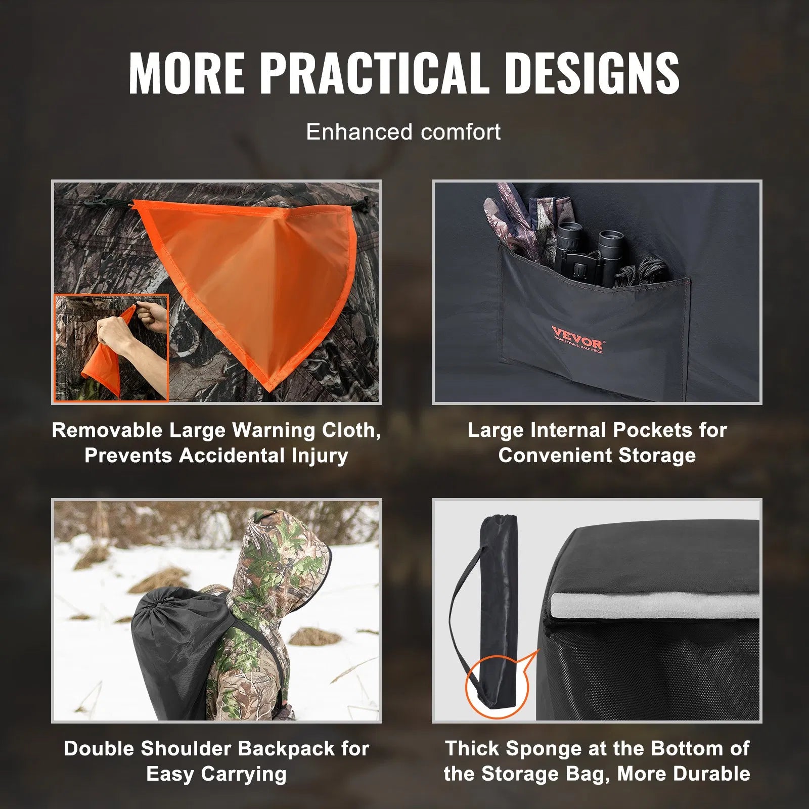 270° See-Through Camo Hunting Blind with Silent Windows & Backpack