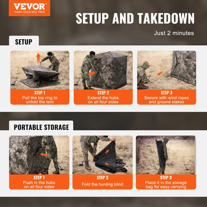 270° See-Through Camo Hunting Blind with Silent Windows & Backpack