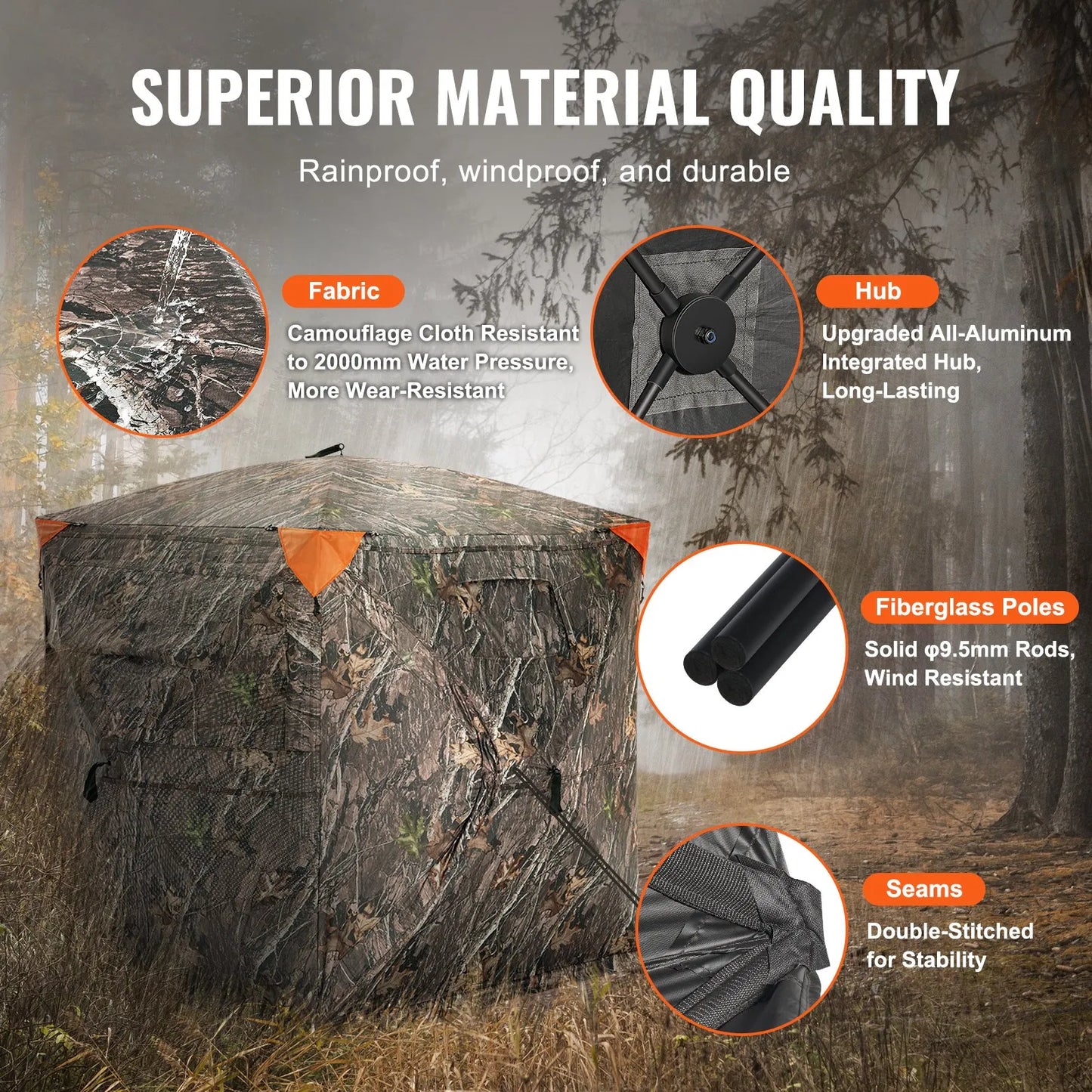 270° See-Through Camo Hunting Blind with Silent Windows & Backpack